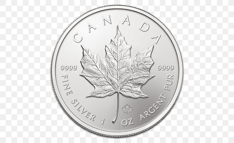 Canada Canadian Gold Maple Leaf Gold Coin Silver, PNG, 500x500px, Canada, Black And White, Bullion Coin, Canadian Gold Maple Leaf, Canadian Silver Maple Leaf Download Free