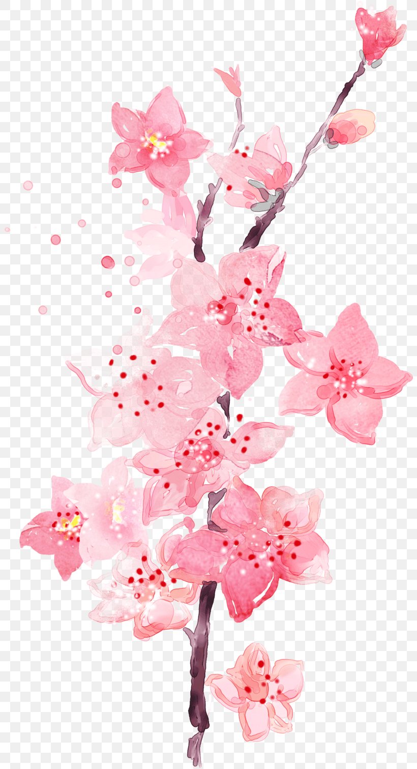 Pink Flowers Floral Design Desktop Wallpaper Clip Art, PNG, 804x1512px, Flower, Blossom, Blue, Branch, Cherry Blossom Download Free
