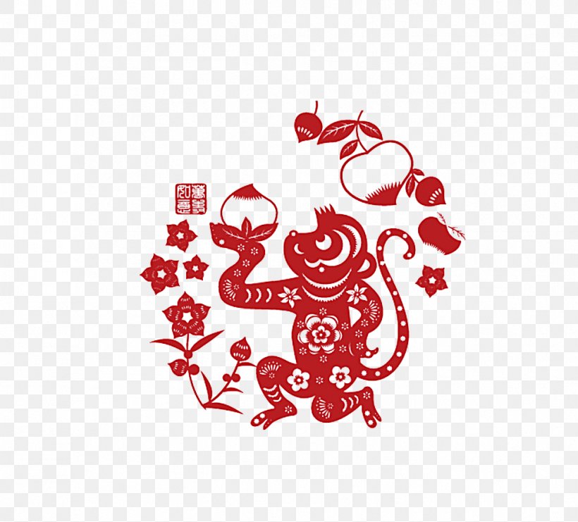 Papercutting Chinese New Year Monkey Chinese Paper Cutting, PNG, 994x899px, Papercutting, Chinese New Year, Chinese Paper Cutting, Heart, Love Download Free
