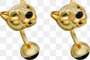 Cheetah Gold Cufflinks - Cufflink Cartier Jewellery Watch PNG