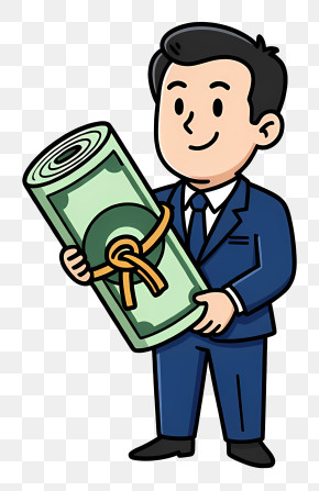 Businessman Holding Cash Roll PNG