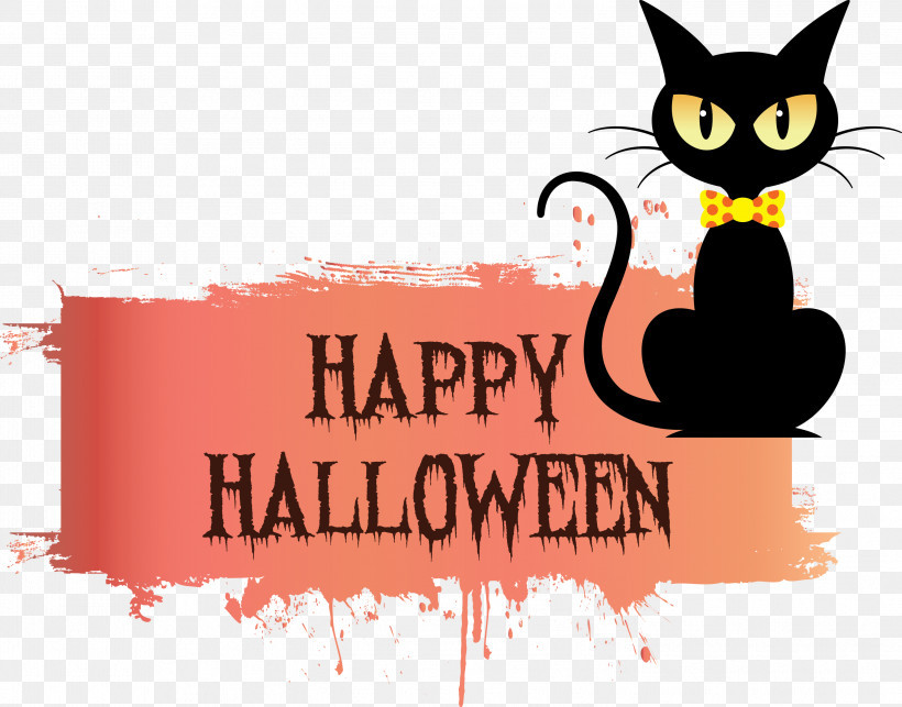 Happy Halloween, PNG, 2999x2355px, Happy Halloween, Biology, Cartoon, Cat, Catlike Download Free