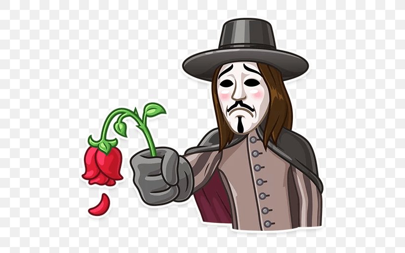 Sticker Guy Fawkes Clip Art Telegram Messaging Apps, PNG, 512x512px, Sticker, Anonymous, Art, Cartoon, Email Download Free