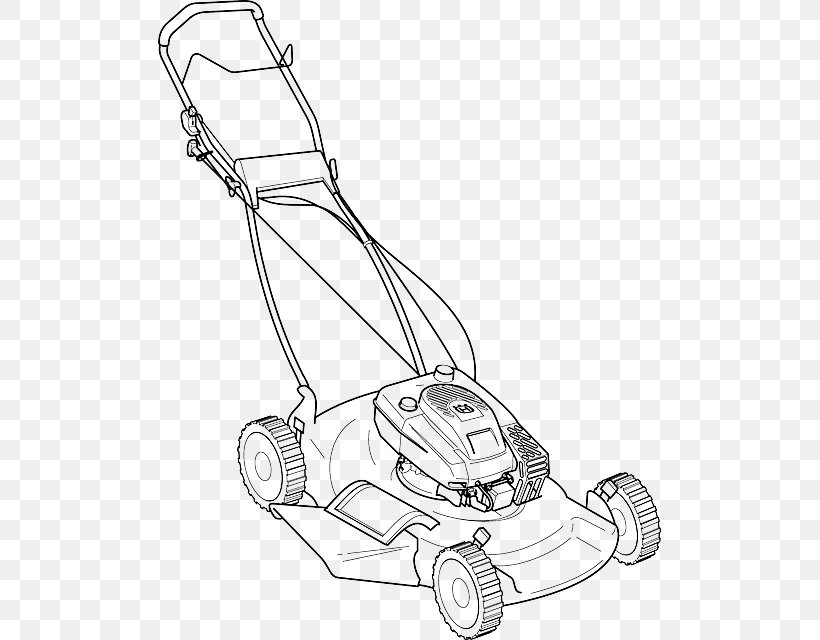 Lawn Mowers Riding Mower String Trimmer Drawing, PNG, 503x640px, Lawn Mowers, Artwork, Automotive Design, Black And White, Coloring Book Download Free