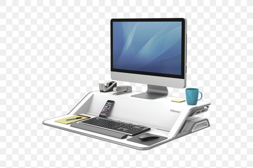 Sit-stand Desk Workstation Fellowes Brands Business, PNG, 550x544px, Sitstand Desk, Business, Color, Computer, Computer Hardware Download Free