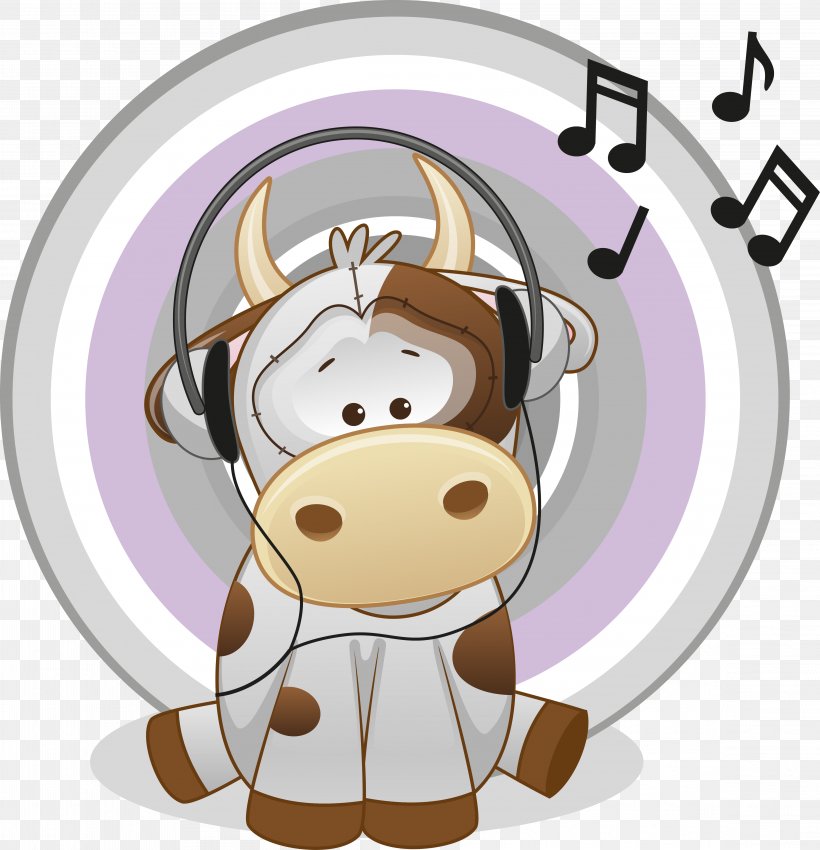 Holstein Friesian Cattle Headphones Illustration, PNG, 4636x4809px, Watercolor, Cartoon, Flower, Frame, Heart Download Free