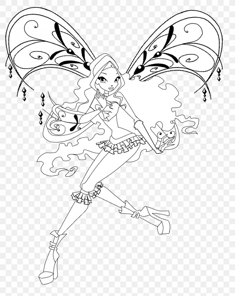Aisha Stella Bloom Coloring Book Colouring Pages, PNG, 1100x1382px, Aisha, Artwork, Black And White, Bloom, Butterfly Download Free