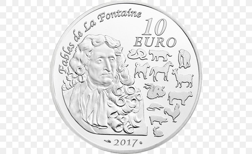 Monnaie De Paris Silver Coin 10 Euro Note, PNG, 500x500px, 10 Euro Note, 50 Euro Note, Monnaie De Paris, Black And White, Body Jewelry Download Free