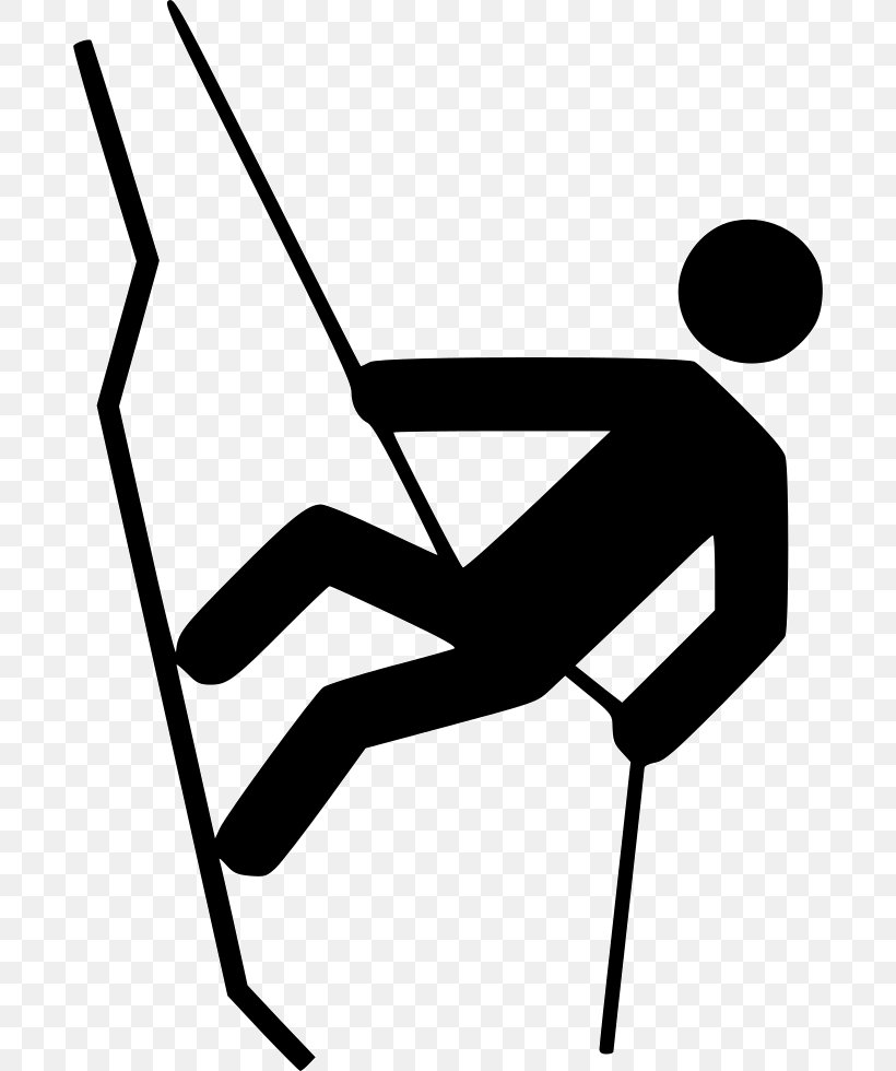 Abseiling Rock Climbing Sport Clip Art, PNG, 686x980px, Abseiling, Area, Artwork, Black, Black And White Download Free