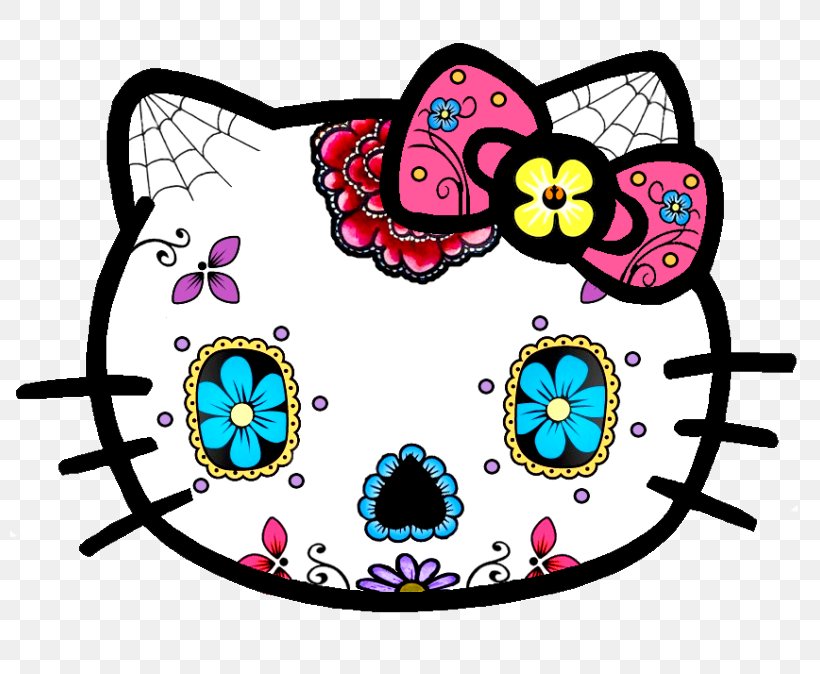 Calavera Hello Kitty Skull Day Of The Dead, PNG, 800x674px, Calavera, Art, Artwork, Day Of The Dead, Decal Download Free