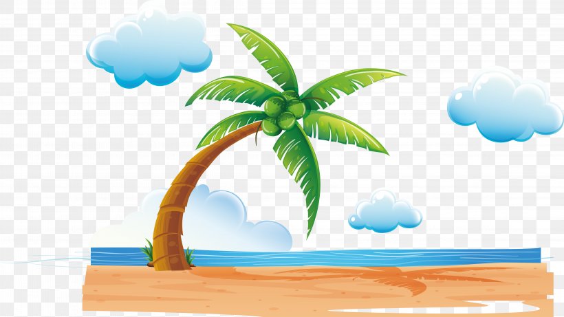 Euclidean Vector Beach Coconut Illustration, PNG, 4652x2617px, Beach, Energy, Illustration, Plant, Product Download Free