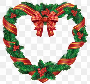 Transparent Christmas Heart Wreath Clipart - Christmas Wreath Clip Art PNG