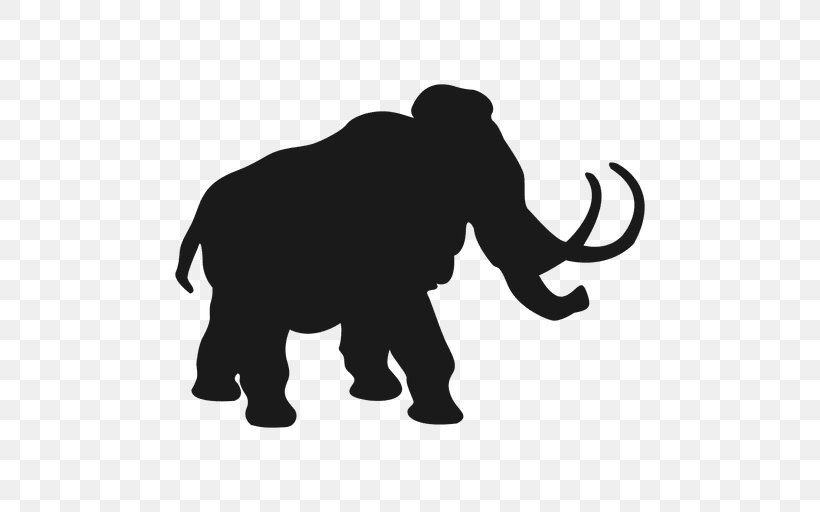 Silhouette Woolly Mammoth, PNG, 512x512px, Silhouette, African Elephant, Black And White, Cattle Like Mammal, Drawing Download Free