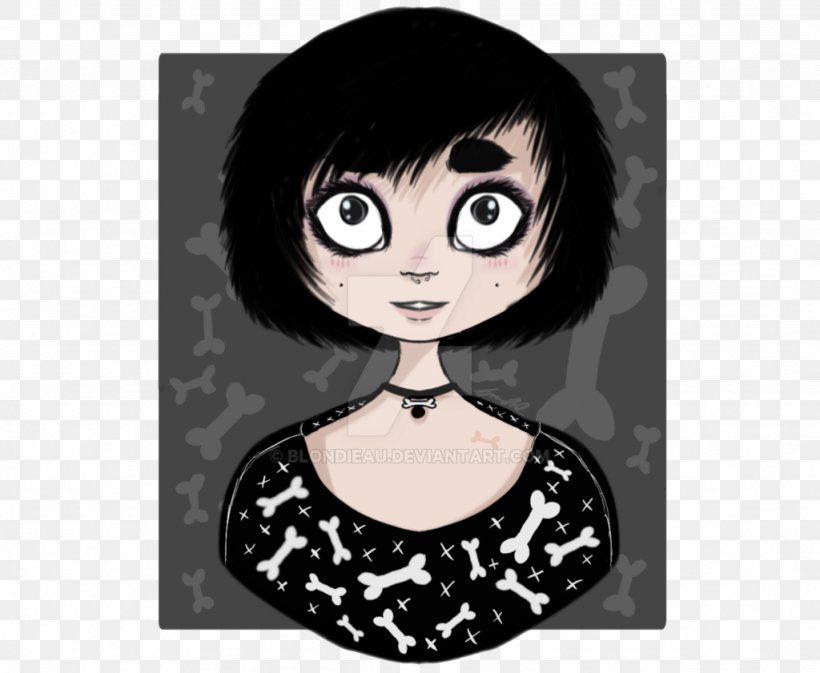 Drawing Black Hair Cartoon Goth Subculture, PNG, 1024x841px, Watercolor, Cartoon, Flower, Frame, Heart Download Free