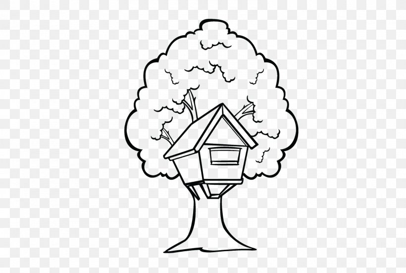 Tree House Black And White Clip Art, PNG, 1600x1077px, Watercolor, Cartoon, Flower, Frame, Heart Download Free