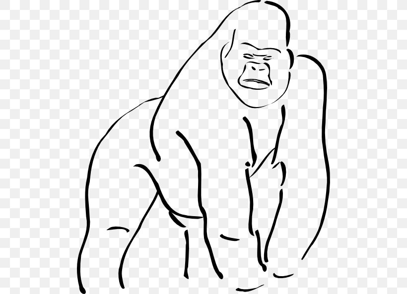 Gorilla Ape Cartoon Drawing Clip Art, PNG, 510x593px, Watercolor, Cartoon, Flower, Frame, Heart Download Free
