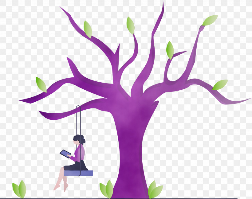 Purple Violet Branch Plant Tree, PNG, 3000x2371px, Tree Swing, Branch, Flower, Paint, Plant Download Free