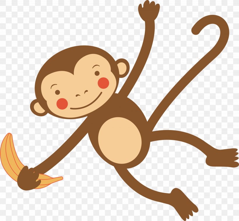 Monkey Cartoon Illustration, PNG, 3496x3233px, Monkey, Animation, Art, Carnivoran, Cartoon Download Free