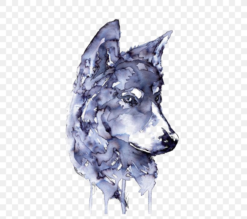 Gray Wolf Watercolor Painting Drawing Printmaking, PNG, 564x729px, Gray Wolf, Art, Brush, Carnivoran, Dog Breed Download Free