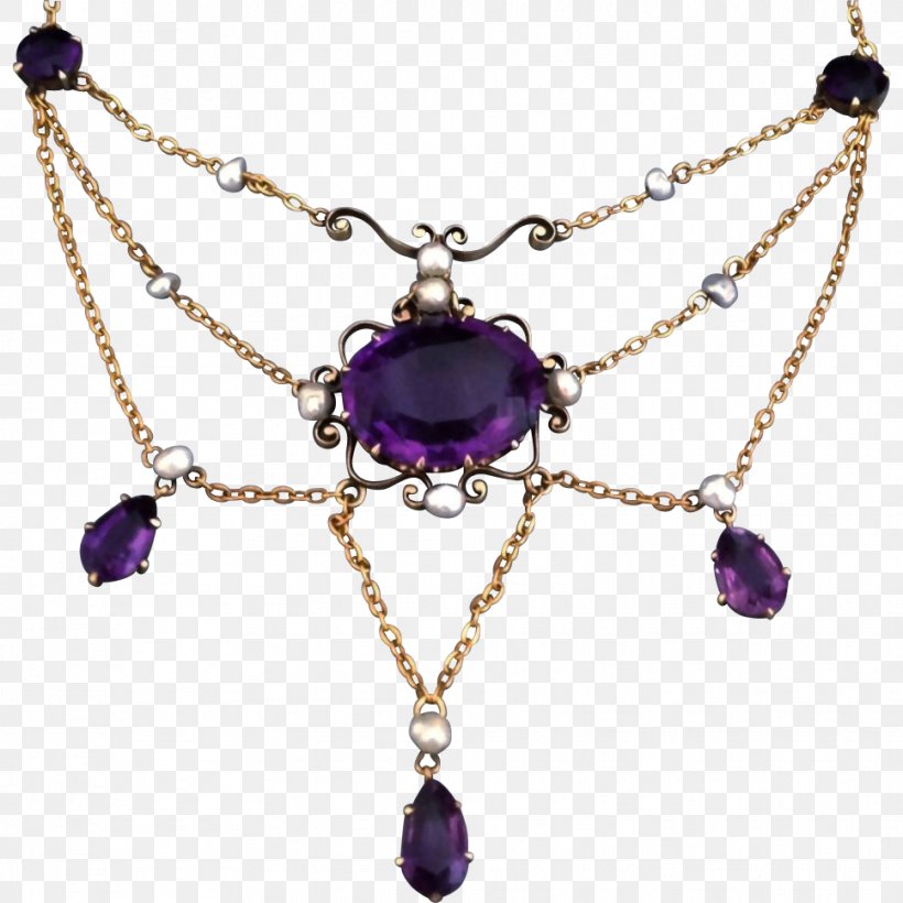 Amethyst Victorian Era Earring Necklace Jewellery, PNG, 968x968px, Amethyst, Amethyst Necklace, Antique, Body Jewelry, Chain Download Free