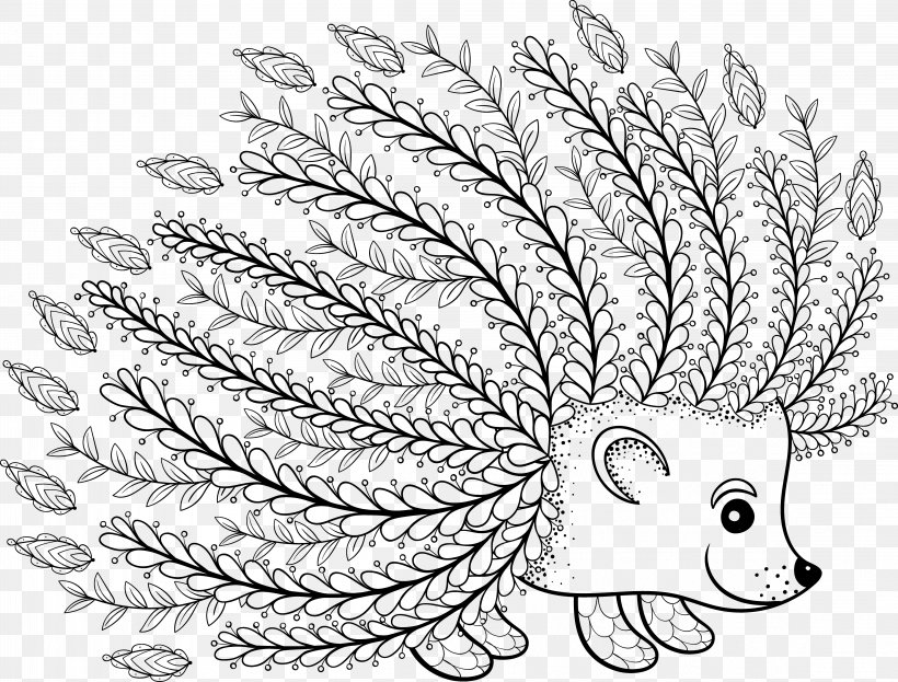 Hedgehog Drawing Coloring Book Art Illustration, PNG, 4621x3513px, Hedgehog, Adult, Art, Artwork, Black And White Download Free