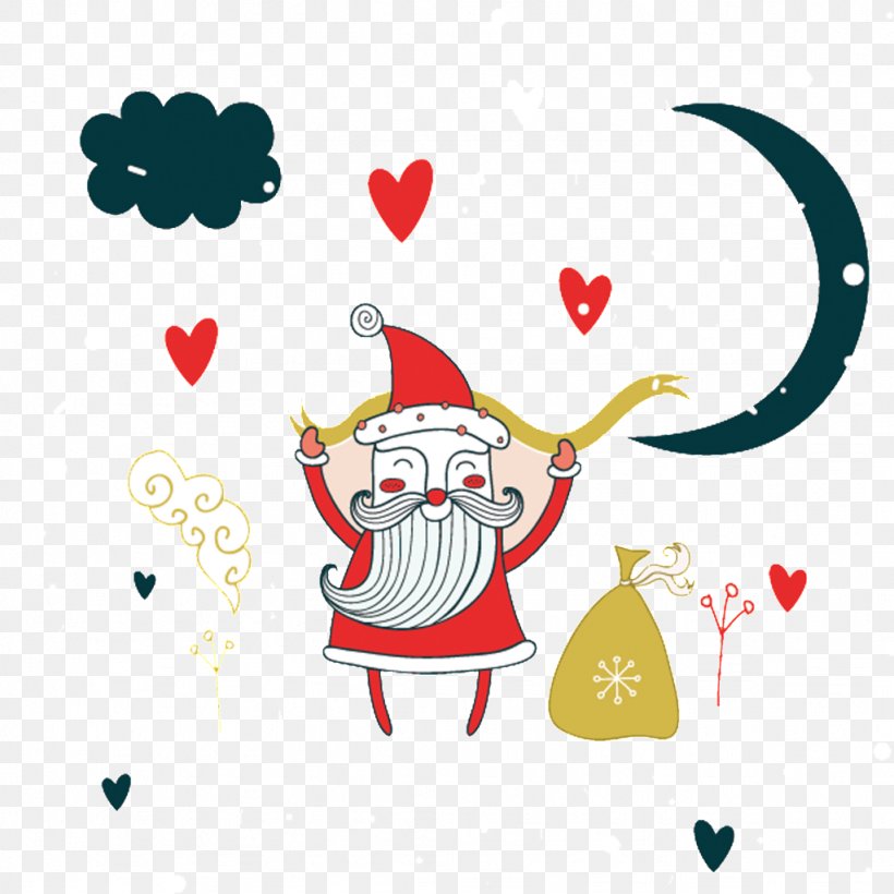 Santa Claus Christmas Greeting Card New Year Card New Years Day, PNG, 1024x1024px, Santa Claus, Area, Art, Cartoon, Christmas Download Free