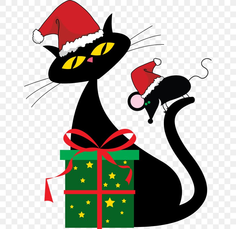 Cat Kitten Santa Claus Christmas Clip Art, PNG, 651x796px, Cat, Art, Black Cat, Can Stock Photo, Cartoon Download Free