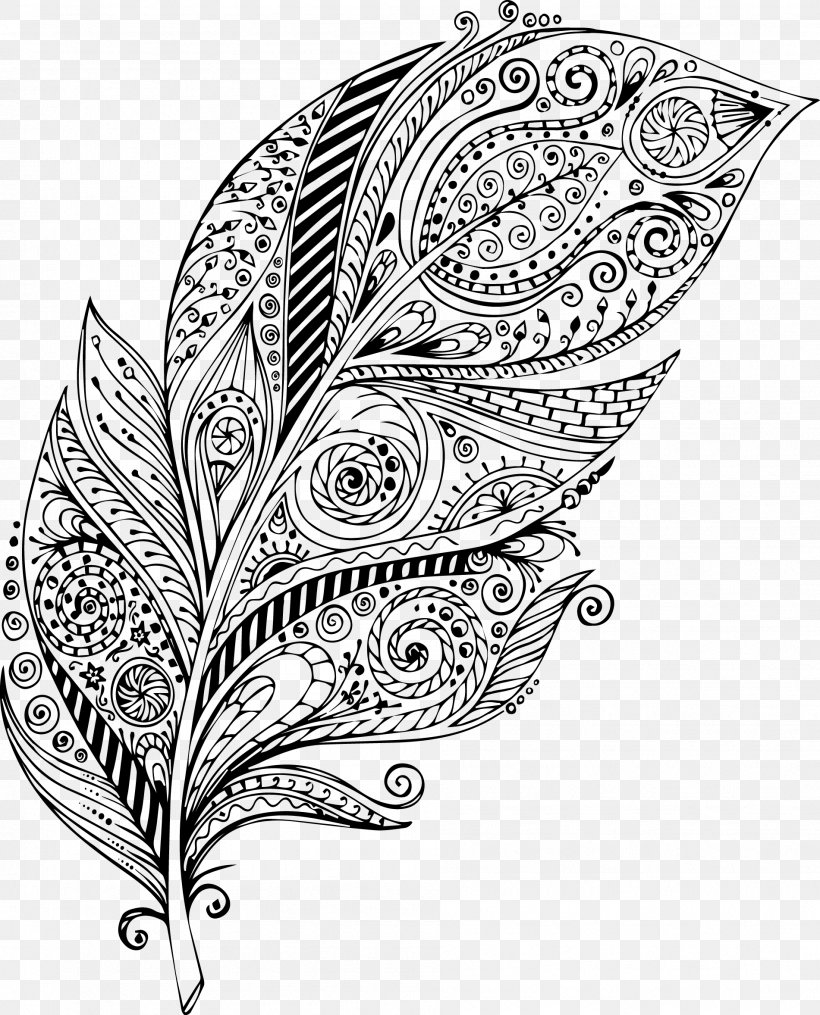 Vector Graphics Clip Art Feather Drawing, PNG, 1901x2355px, Feather, Art, Bird, Blackandwhite, Coloring Book Download Free