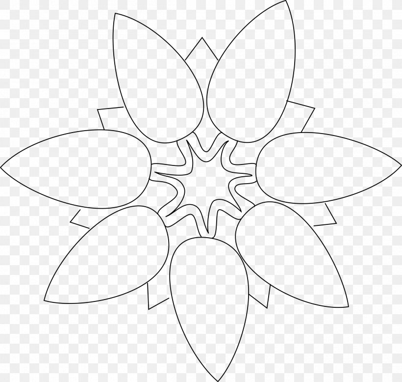 Petal Flower Drawing Sepal Clip Art, PNG, 2400x2279px, Petal, Area, Artwork, Black And White, Coloring Book Download Free