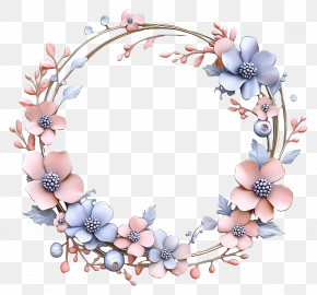 Pastel Floral Frame - Delicate Flower Wreath Illustration In Pastel PNG