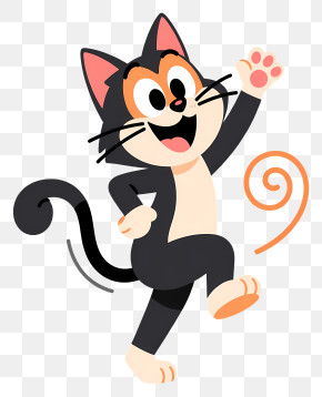 Trixie Heeler - Cheerful Dancing Black Cat PNG