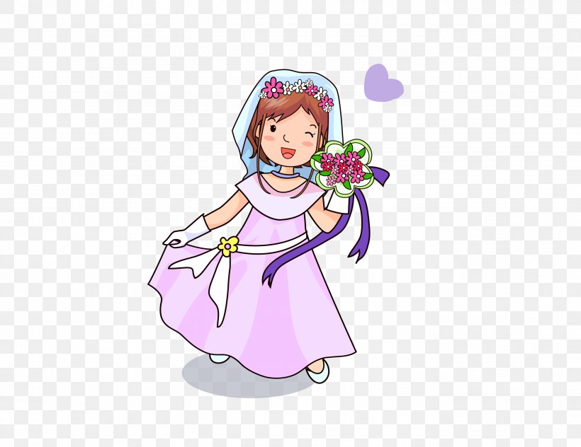 Cartoon Bride Clip Art, PNG, 2755x2125px, Watercolor, Cartoon, Flower, Frame, Heart Download Free