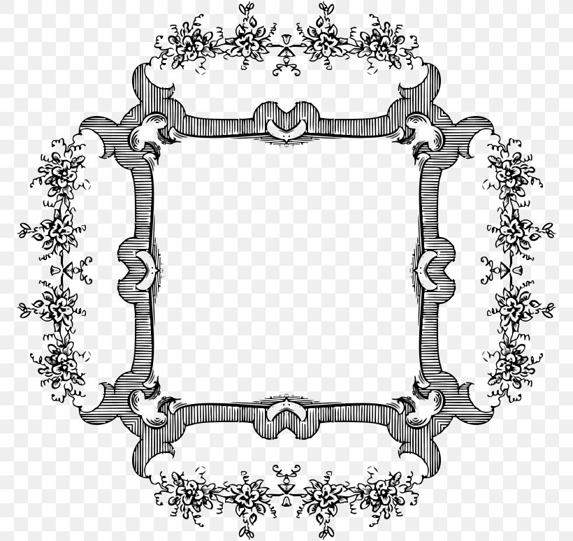 Picture Frames Decorative Arts Clip Art, PNG, 774x774px, Picture Frames, Area, Black And White, Body Jewelry, Decorative Arts Download Free