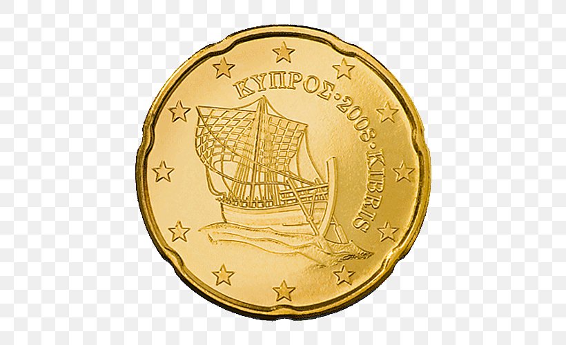 Cyprus 20 Cent Euro Coin Euro Coins, PNG, 500x500px, 5 Cent Euro Coin ...