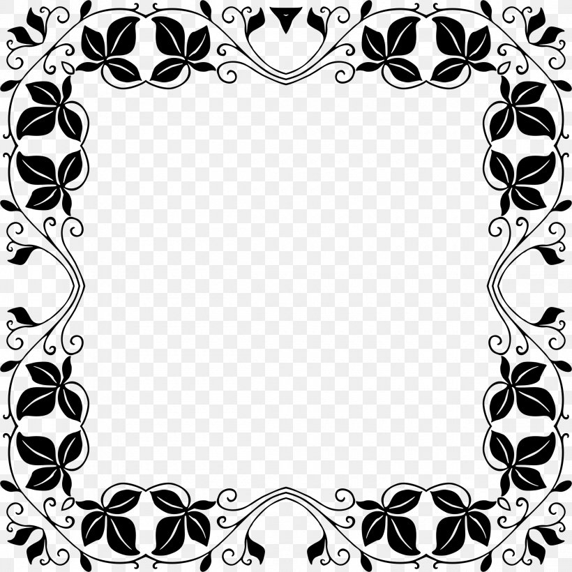 Picture Frames Template Clip Art, PNG, 2320x2320px, Picture Frames, Black, Black And White, Decorative Arts, Flora Download Free