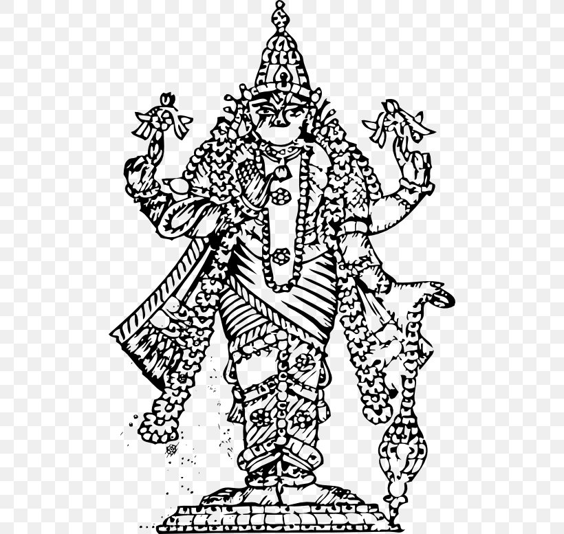 Krishna Vishnu Lakshmi Clip Art, PNG, 504x777px, Krishna, Area, Art, Artwork, Black And White Download Free