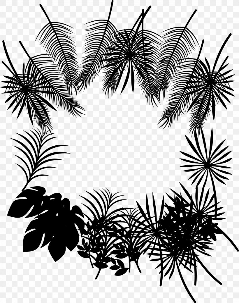 Palm Trees Leaf Clip Art Black & White, PNG, 2772x3504px, Palm Trees, Arecales, Attalea Speciosa, Black White M, Blackandwhite Download Free
