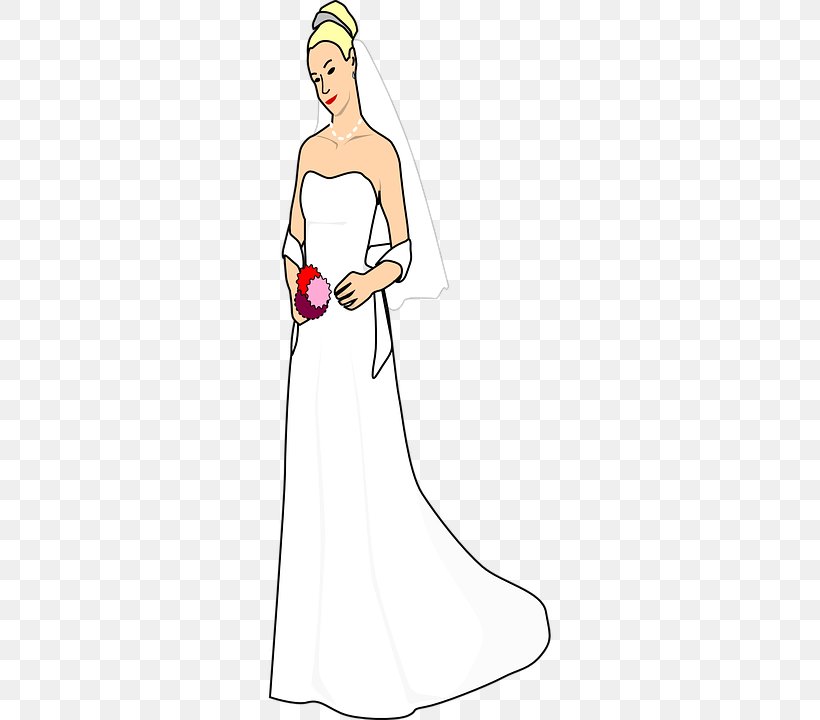 Wedding Dress Bride Clip Art, PNG, 360x720px, Watercolor, Cartoon, Flower, Frame, Heart Download Free