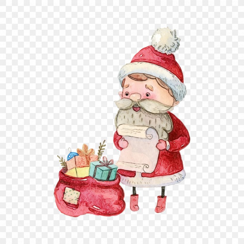 Santa Claus, PNG, 2000x2000px, Watercolor, Christmas, Figurine, Paint, Santa Claus Download Free
