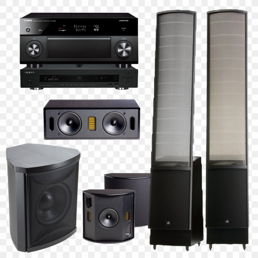 Audio Loudspeaker AV Receiver Home Theater Systems Subwoofer, PNG, 1200x1200px, Audio, Audio Equipment, Av Receiver, Cinema, Computer Speaker Download Free