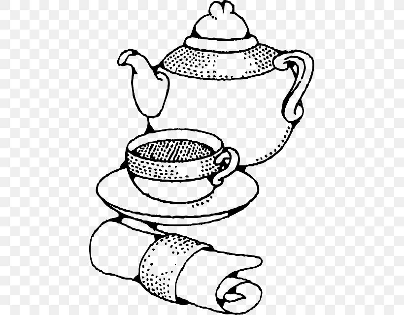 Teacup Teapot White Tea Clip Art, PNG, 457x640px, Tea, Black And White, Black Tea, Coffee Cup, Cookware And Bakeware Download Free