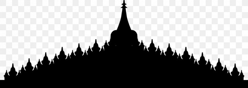 Borobudur Temple Logo, PNG, 980x348px, Borobudur, Black And White, Landmark, Logo, Monochrome Download Free