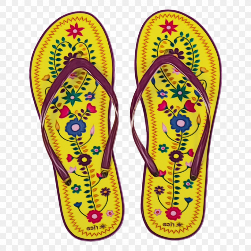 Flip-flops Shoe Yellow Font Meter, PNG, 850x850px, Watercolor, Flipflops, Meter, Paint, Shoe Download Free
