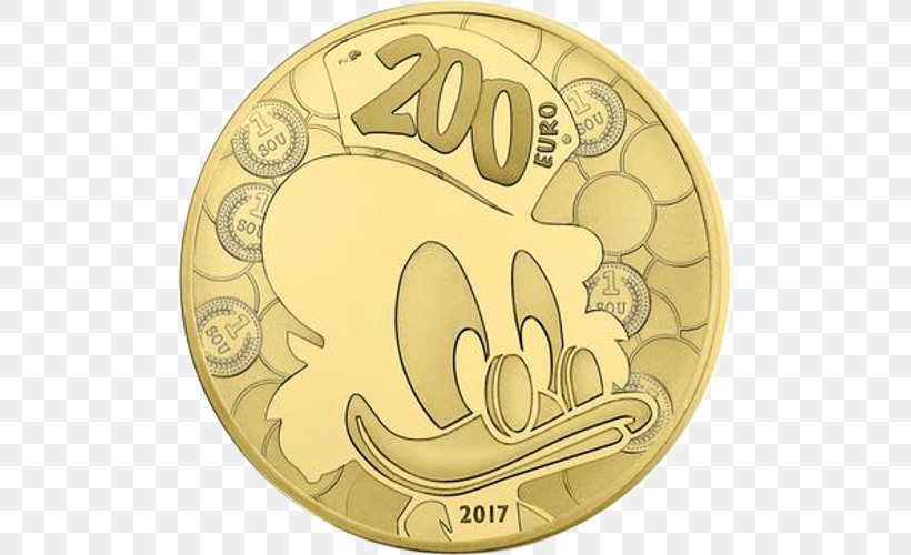 Gold Coin Monnaie De Paris Scrooge McDuck Gold Coin, PNG, 500x500px, 50 Euro Note, Coin, Currency, Ducktales, Euro Download Free