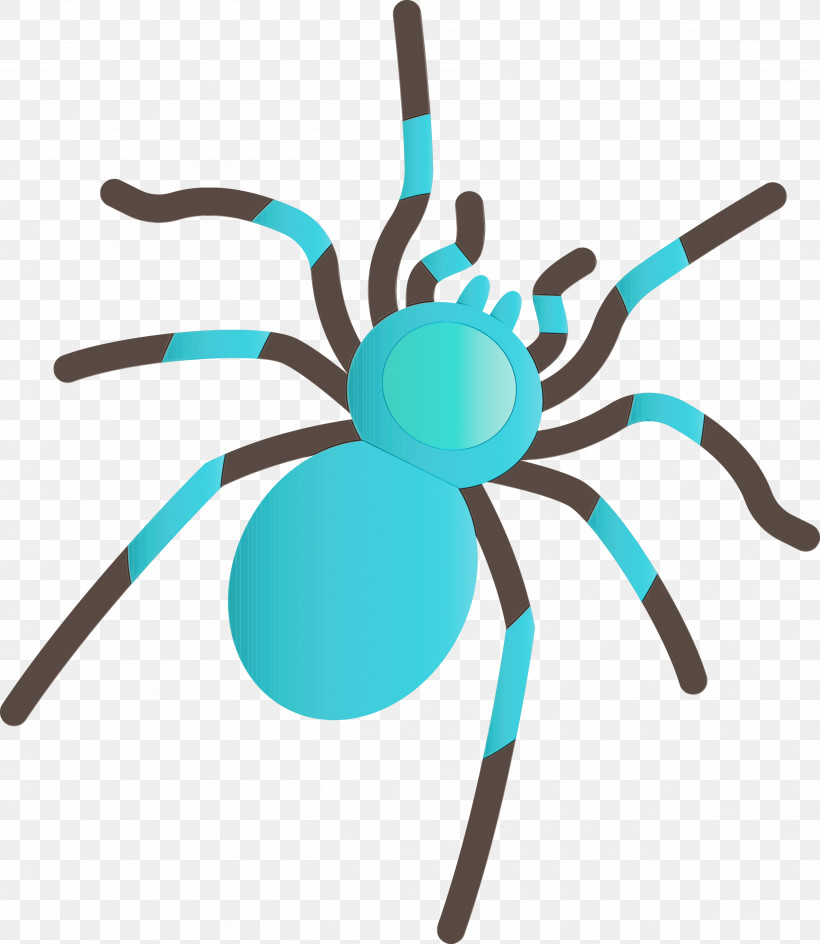 Insect Turquoise, PNG, 2604x3000px, Cartoon Spider, Insect, Paint, Turquoise, Watercolor Download Free