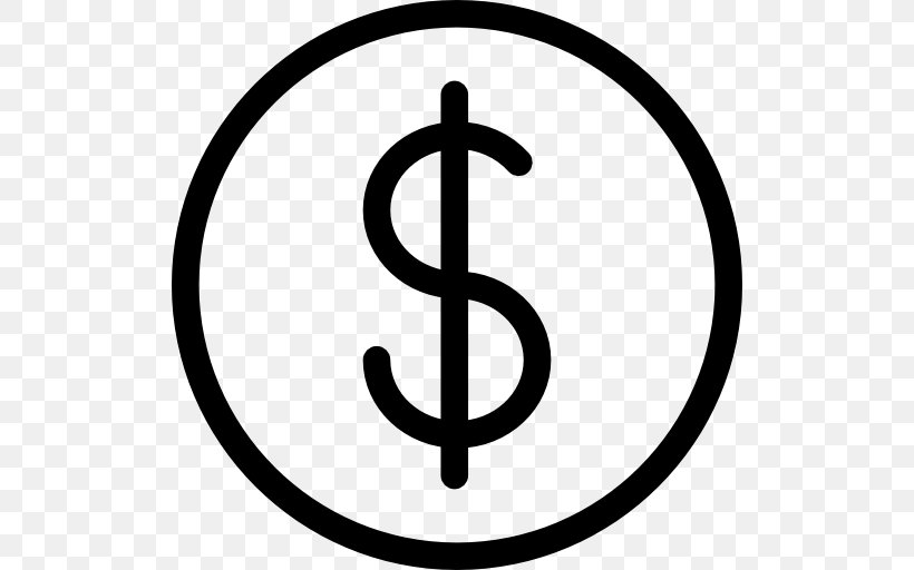 United States Dollar Dollar Sign Symbol, PNG, 512x512px, United States Dollar, Area, Black And White, Brand, Budget Download Free