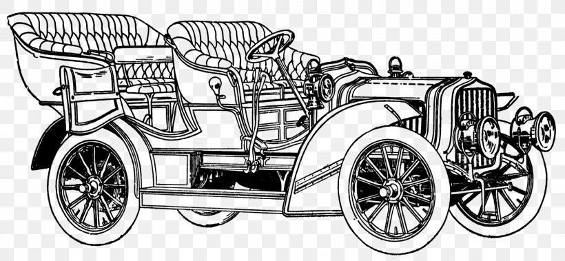 Antique Car Vintage Car Classic Car Clip Art, PNG, 1600x741px, Car, Antique, Antique Car, Automotive Design, Black And White Download Free