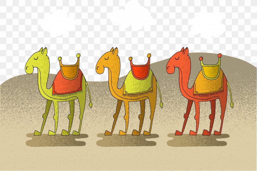 Camel Euclidean Vector Desert Illustration, PNG, 5842x3904px, Camel, Art, Camel Like Mammal, Camel Train, Cartoon Download Free