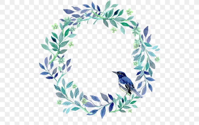 Wedding Invitation Wreath Floral Design Watercolor Painting, PNG, 500x514px, Wedding Invitation, Art, Beak, Bird, Bluebird Download Free