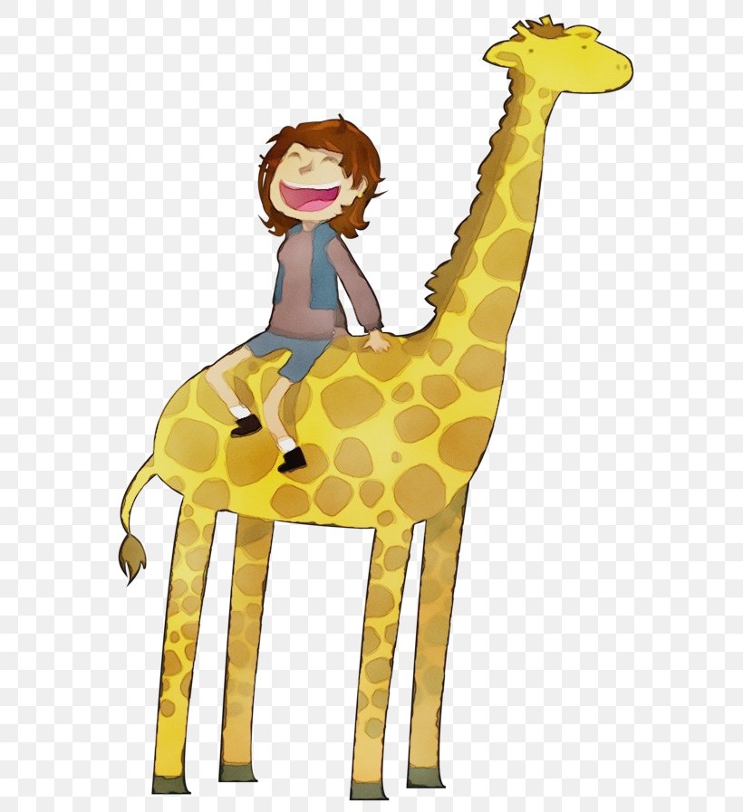 Giraffe Giraffidae Terrestrial Animal Clip Art Cartoon, PNG, 600x897px, Watercolor, Animal Figure, Cartoon, Fawn, Giraffe Download Free